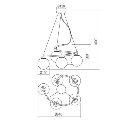 Redo 01-2719 - Подвесная люстра VOLLEY 5xE14/28W/230V золотистый