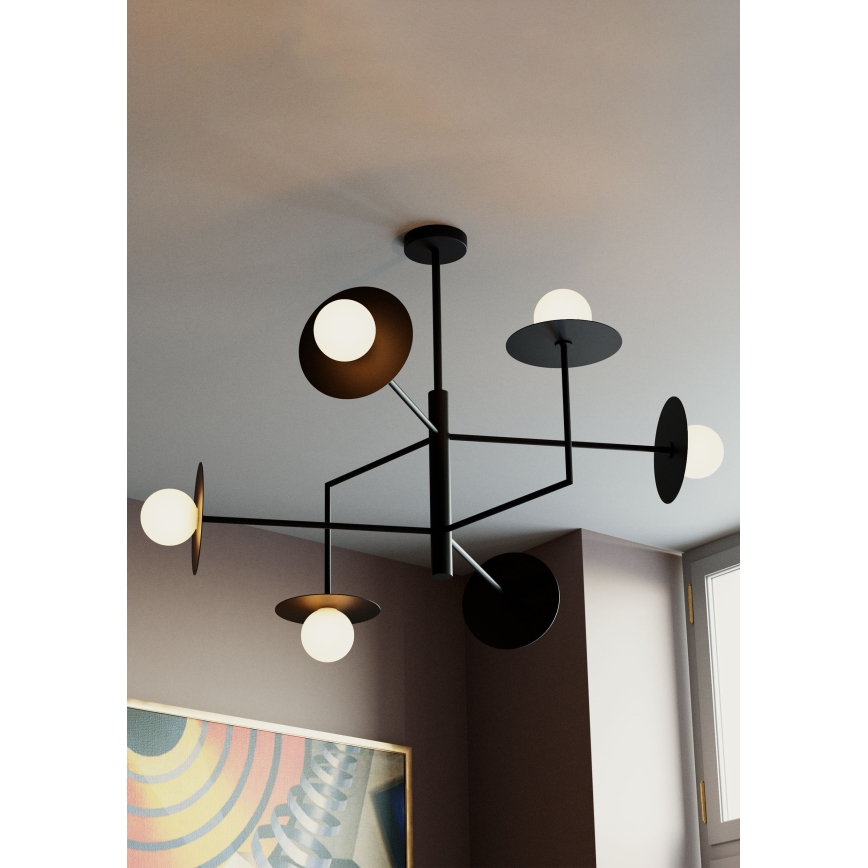 Redo 01-2734 - Люстра на штанзі PLATO 6xG9/10W/230V чорний