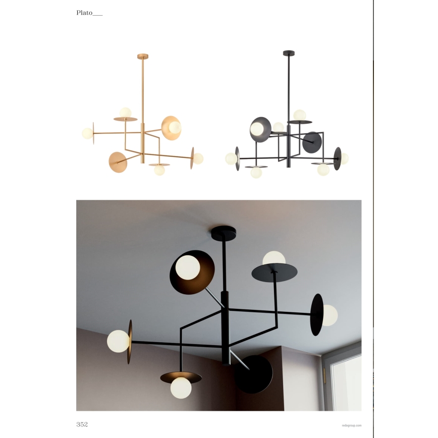 Redo 01-2734 - Люстра на штанзі PLATO 6xG9/10W/230V чорний