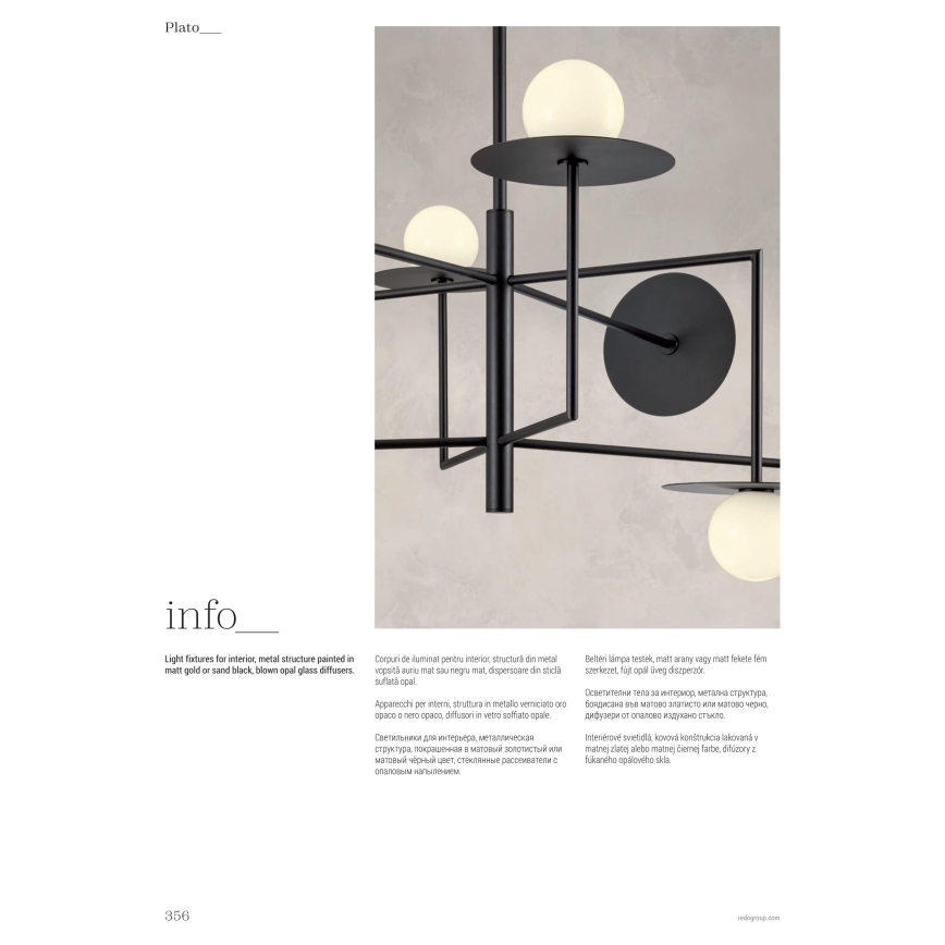 Redo 01-2734 - Люстра на штанзі PLATO 6xG9/10W/230V чорний