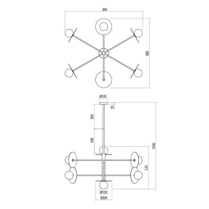Redo 01-2734 - Люстра на штанзі PLATO 6xG9/10W/230V чорний