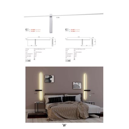 Redo 01-2746 - LED настінний світильник TANGENT LED/13W/230V 3000K 63,4 cm CRI 90 білий