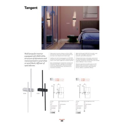 Redo 01-2747 - LED настенный светильник TANGENT LED/13 Вт/230 В/3000 К 63,4 см CRI 90 черный