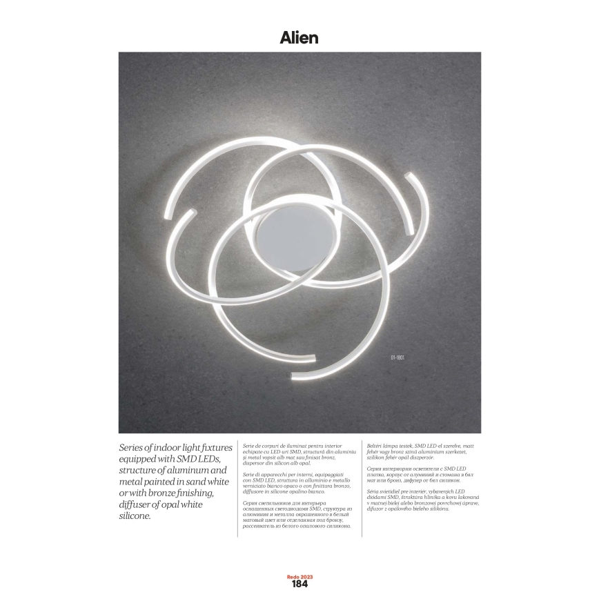 Redo 01-2748 - Светодиодный потолочный светильник с регулированием яркости ALIEN LED/75W/230V 3000K диаметр 90 см белый