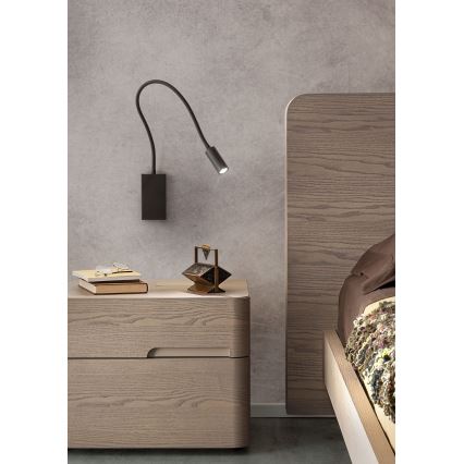 Redo 01-2755 - Гнучка світлодіодна лампа WALLIE LED/3W/230V USB CRI 90 чорна