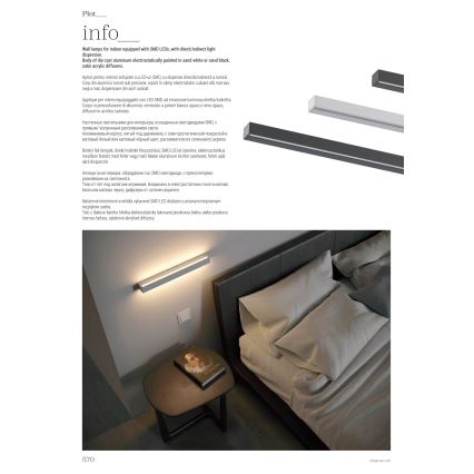 Redo 01-2767 - LED настінний світильник PLOT LED/35 Вт/230 В 120 см чорний