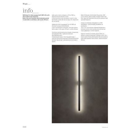 Redo 01-2769 - Світлодіодний настінний світильник WAPI LED/23W/230V 90,5 см чорний