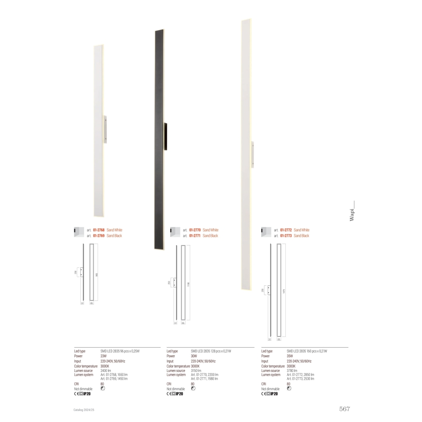 Redo 01-2769 - Світлодіодний настінний світильник WAPI LED/23W/230V 90,5 см чорний
