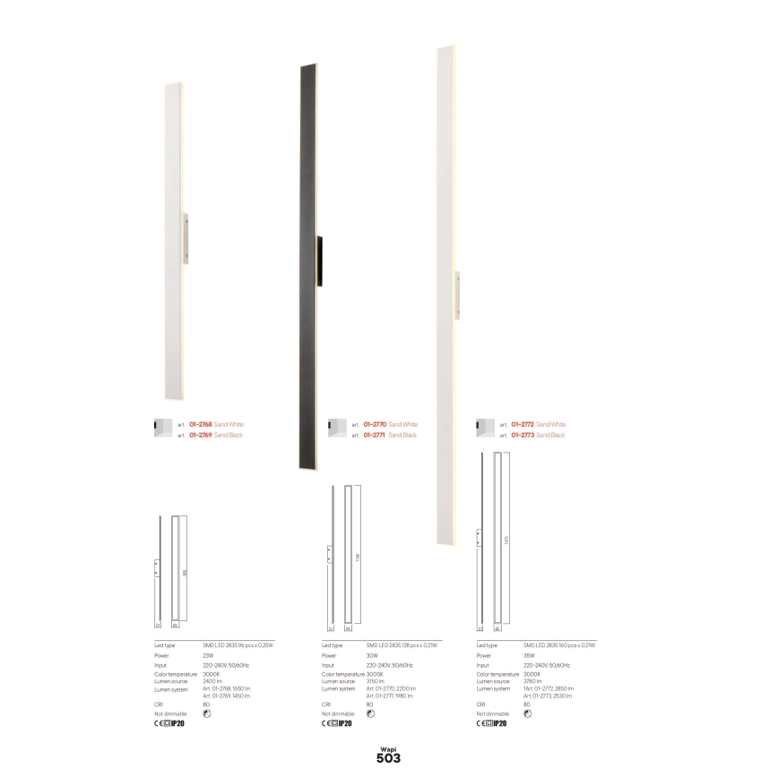 Redo 01-2770 - LED настенный светильник WAPI LED/30 Вт/230 В 119 см белый