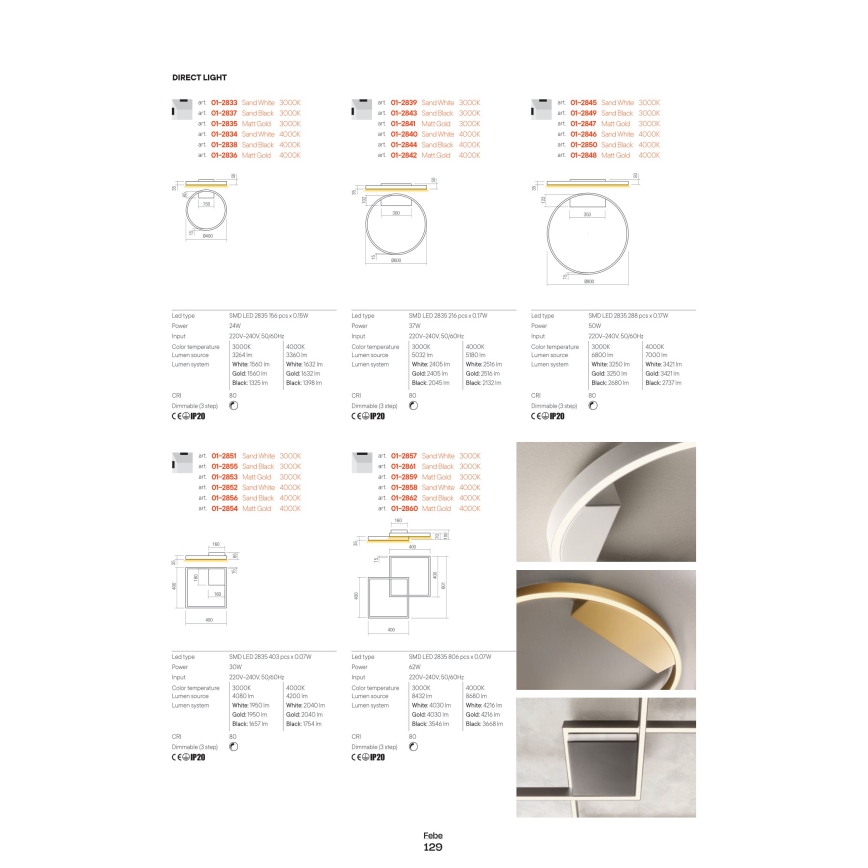 Redo 01-2817 - Светодиодный настенный светильник с регулированием яркости FEBE LED/24W/230V золотистый