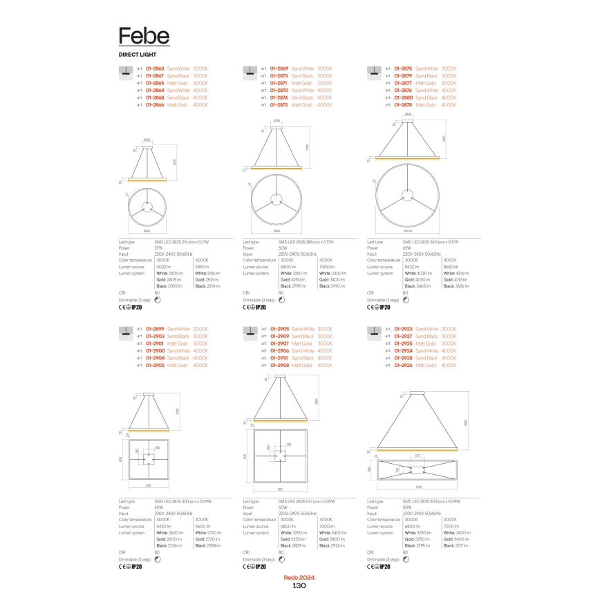 Redo 01-2817 - Светодиодный настенный светильник с регулированием яркости FEBE LED/24W/230V золотистый