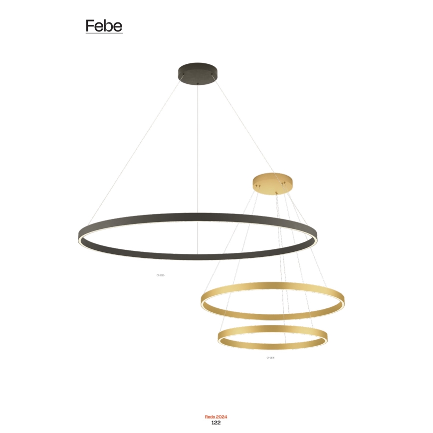 Redo 01-2889 - Світлодіодна підвісна люстра з регулюванням яскравості FEBE LED/62W/230V золотий