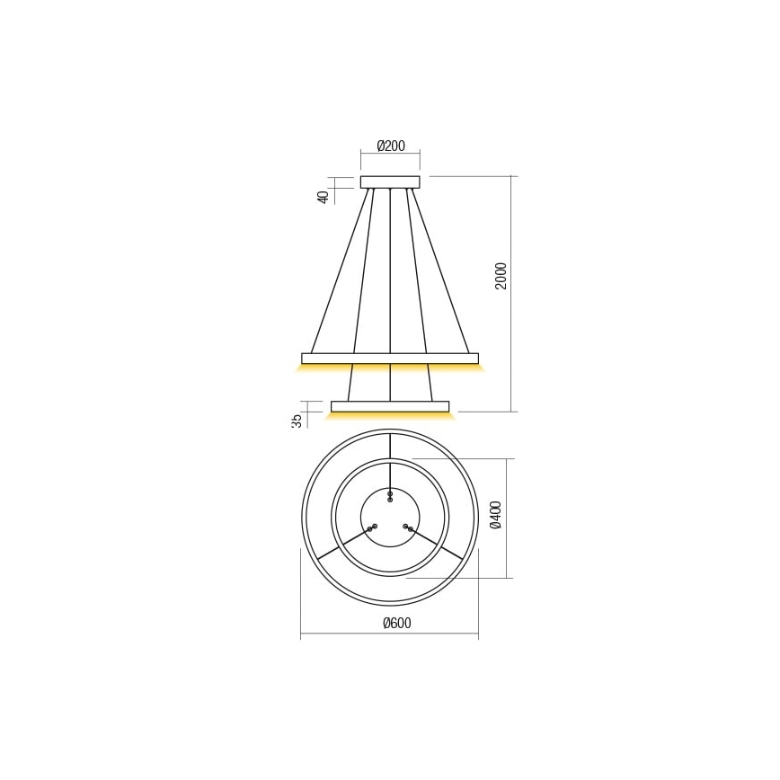 Redo 01-2889 - Світлодіодна підвісна люстра з регулюванням яскравості FEBE LED/62W/230V золотий