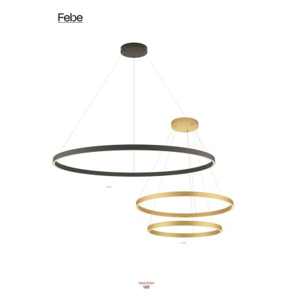 Redo 01-2891 - Светодиодная подвесная люстра с регулированием яркости FEBE LED/62W/230V черный