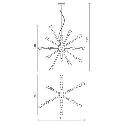 Redo 01-2936 - Підвісна люстра STELLAR 18xE14/25W/230V чорний