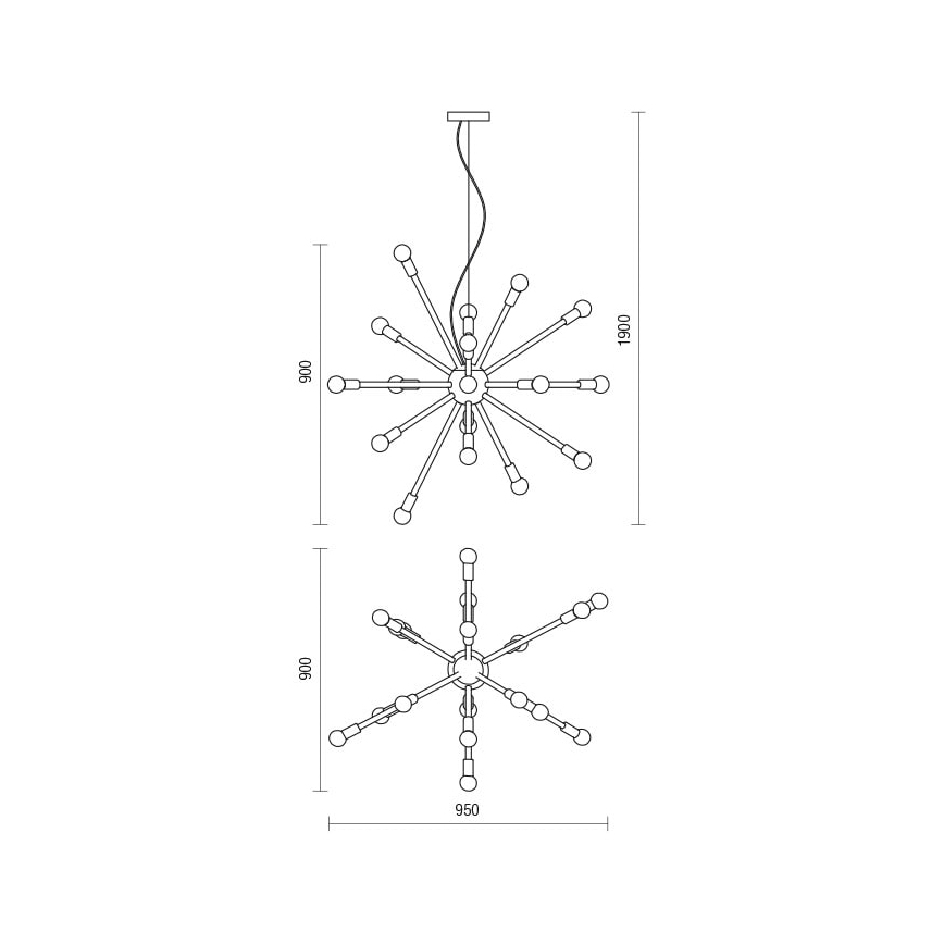 Redo 01-2936 - Подвесная люстра STELLAR 18xE14/25W/230V черный