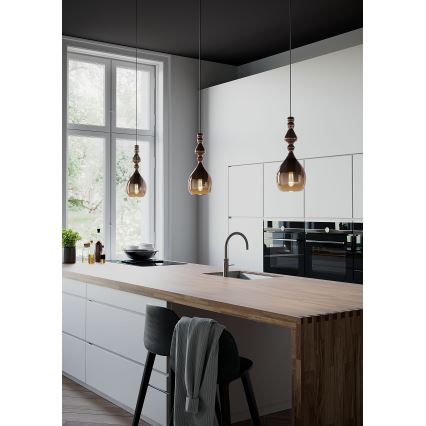 Redo 01-2939 - Подвесная люстра на шнуре AMBIX 1xE27/42W/230V, диаметр 18 см, коричневая