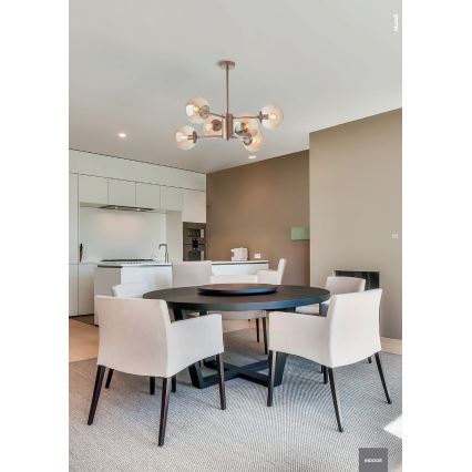 Redo 01-2943 - Люстра на штанге MUNDI 6xE14/28W/230V медная/дымчатая