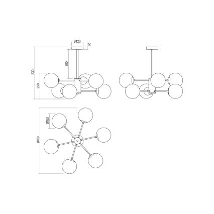 Redo 01-2943 - Люстра на штанге MUNDI 6xE14/28W/230V медная/дымчатая