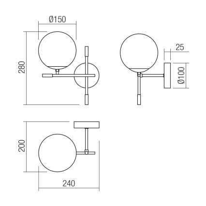 Redo 01-2945 - Настенный светильник ESSENTIAL 1xE14/28W/230V левый