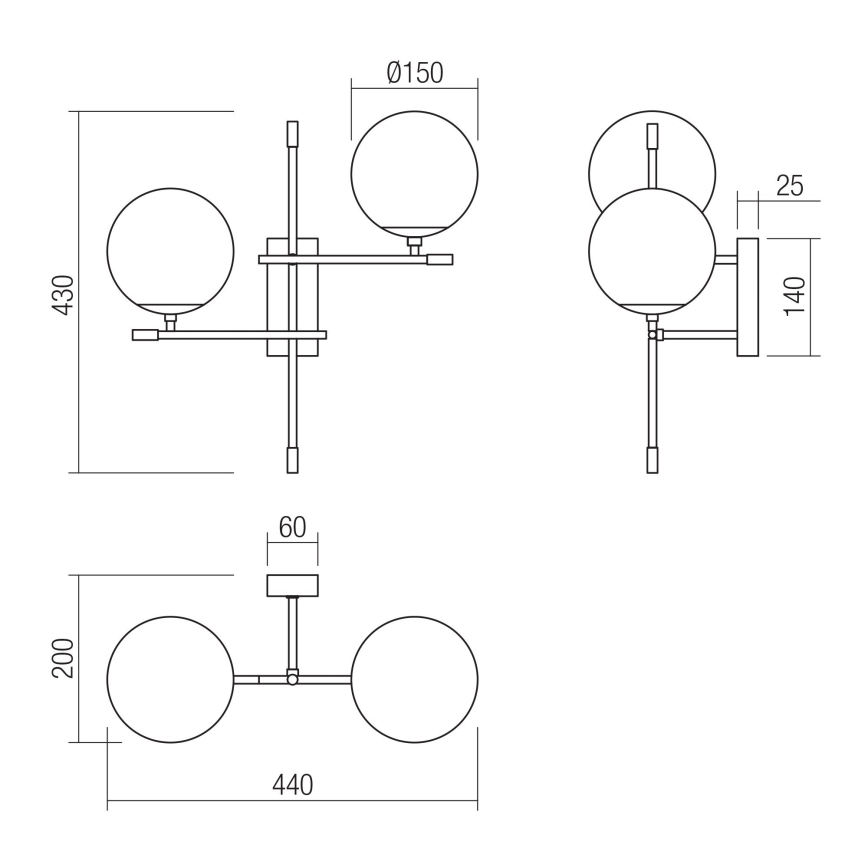 Redo 01-2947 - Настенный светильник ESSENTIAL 2xE14/28W/230V