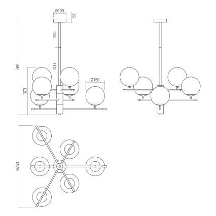 Redo 01-2950 - Люстра на штанге ESSENTIAL 6xE14/28W/230V