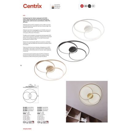 Redo 01-2975 - Стельовий LED світильник CENTRIX LED/92W/230V чорний