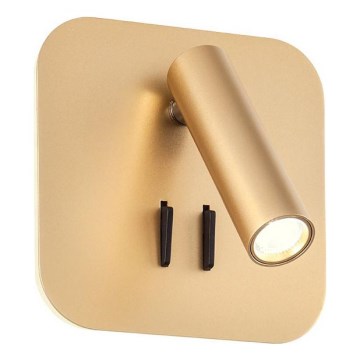 Redo 01-2977 - LED настінний світильник QUDA LED/6W/230V + LED/3W 3000K CRI 90 USB золотий