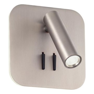 Redo 01-2978 - LED настенный светильник QUDA LED/6W/230V + LED/3W 3000K CRI 90 USB матовый хром