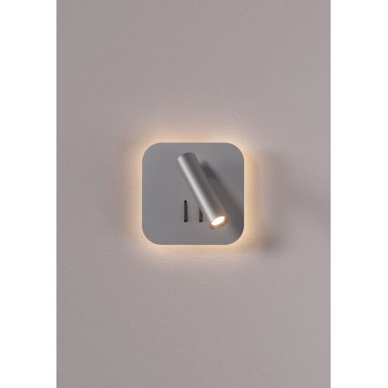 Redo 01-2978 - LED настенный светильник QUDA LED/6W/230V + LED/3W 3000K CRI 90 USB матовый хром