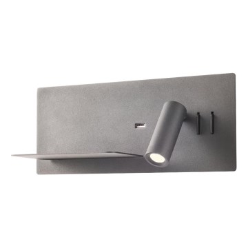 Redo 01-2985 - Світлодіодний настінний точковий світильник BROOK LED/8W/230V + LED/3W USB CRI 90 чорний ліва