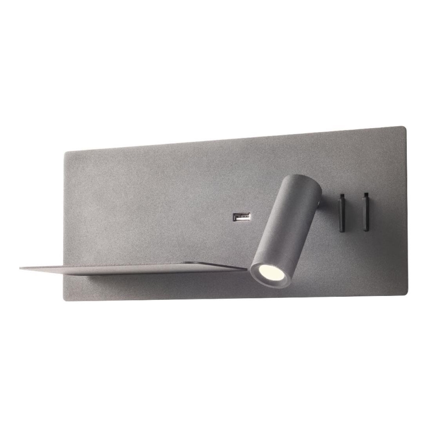 Redo 01-2985 - Світлодіодний настінний точковий світильник BROOK LED/8W/230V + LED/3W USB CRI 90 чорний ліва