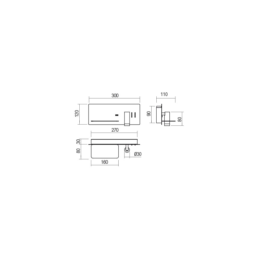 Redo 01-2985 - Світлодіодний настінний точковий світильник BROOK LED/8W/230V + LED/3W USB CRI 90 чорний ліва