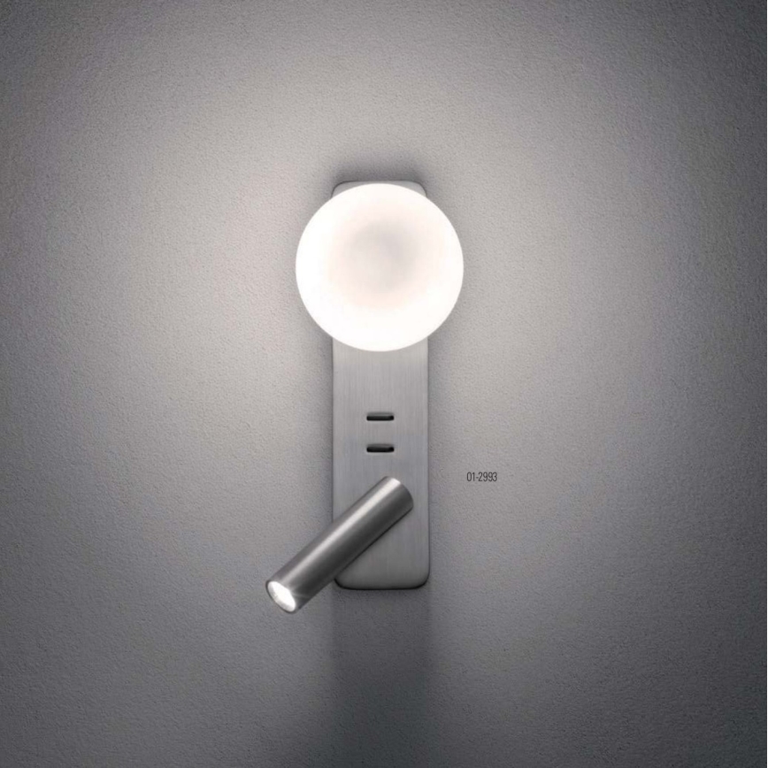 Redo 01-2993 - LED Настенный светильник OASIS LED/3W/230V + 1xG9/10W USB CRI 90 глянцевый хром