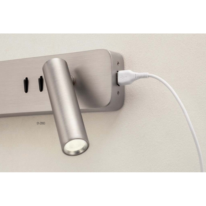 Redo 01-2993 - LED Настенный светильник OASIS LED/3W/230V + 1xG9/10W USB CRI 90 глянцевый хром