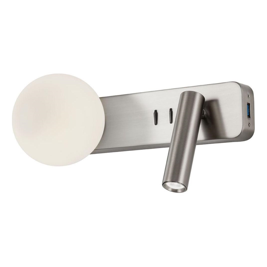 Redo 01-2993 - LED настінний світильник OASIS LED/3 Вт/230 В + 1xG9/10 Вт USB CRI 90 глянцевий хром