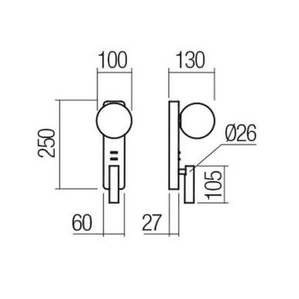 Redo 01-2993 - LED настінний світильник OASIS LED/3 Вт/230 В + 1xG9/10 Вт USB CRI 90 глянцевий хром