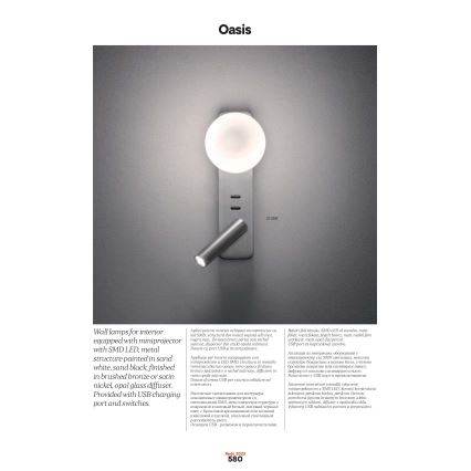 Redo 01-2994 - настінний LED‑світильник OASIS LED/3W/230V + 1xG9/10W USB CRI 90 чорний
