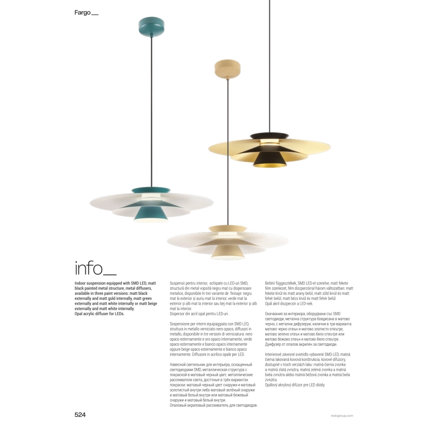 Redo 01-3003 - LED-люстра на тросі FARGO, LED 16,5 Вт / 230 В, CRI 90, діаметр 50 см, бежева/біла