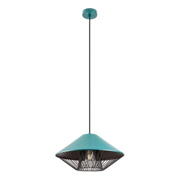 Redo 01-3006 - Подвесной светильник на тросе GRILL 1xE27/42W/230V Ø 39,6 см, чёрный/бирюзовый