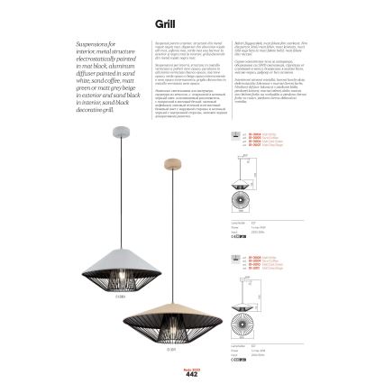 Redo 01-3006 - Подвесной светильник на тросе GRILL 1xE27/42W/230V Ø 39,6 см, чёрный/бирюзовый
