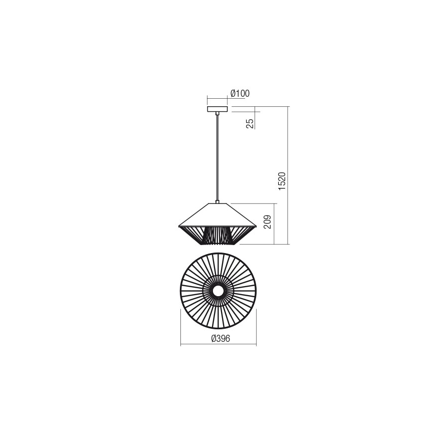 Redo 01-3006 - Подвесной светильник на тросе GRILL 1xE27/42W/230V Ø 39,6 см, чёрный/бирюзовый