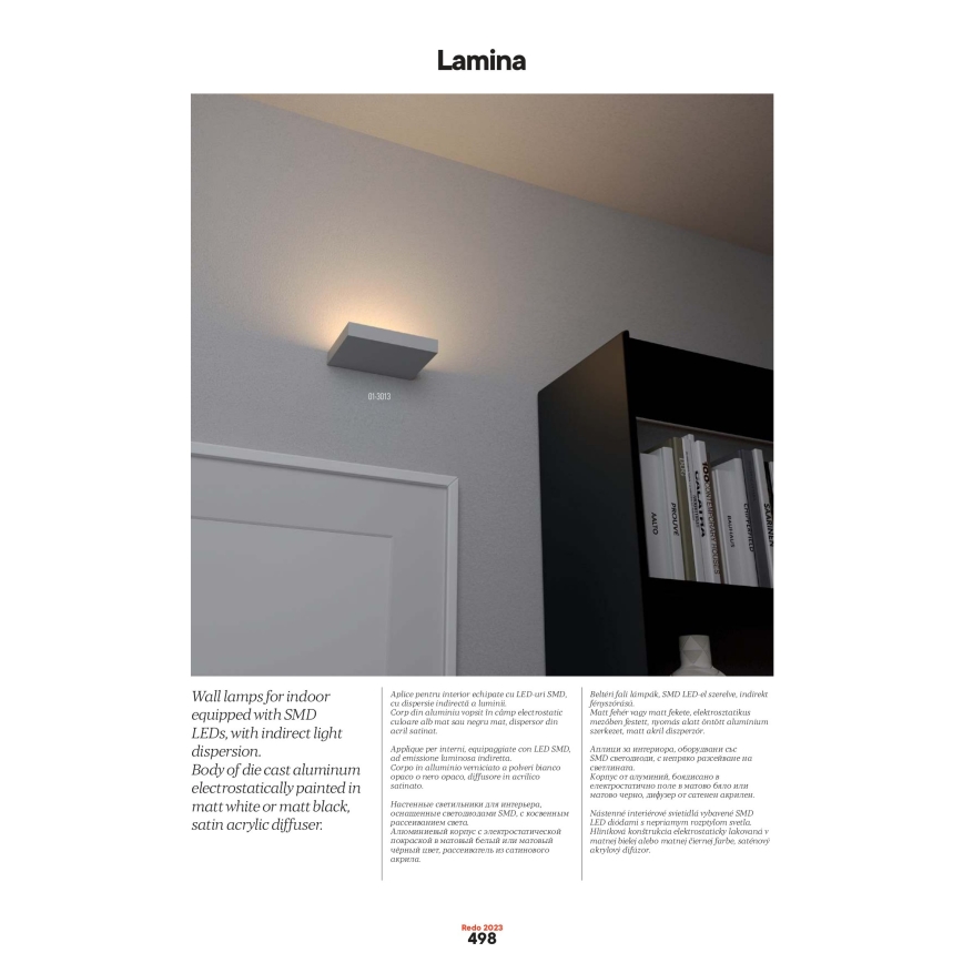 Redo 01-3016 - Настінний світильник LAMINA 2xLED/15W/230V CRI 90 чорний