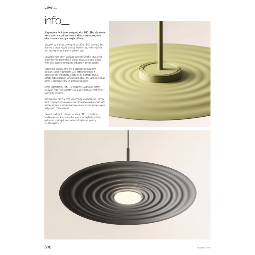 Redo 01-3044 - LED-люстра на тросе LAKE LED/13W/230V CRI 90 диам. 50 см, белая