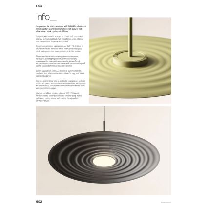 Redo 01-3047 - LED-люстра на тросі LAKE LED/13W/230V CRI 90 Ø 50 см чорна