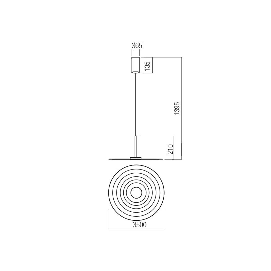 Redo 01-3047 - LED-люстра на тросі LAKE LED/13W/230V CRI 90 Ø 50 см чорна