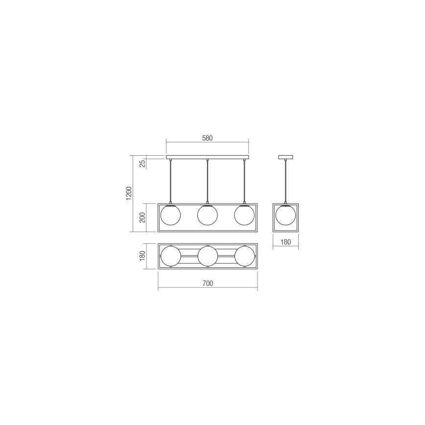 Redo 01-3057 - Подвесная люстра ZODIAC 3xE14/28W/230V