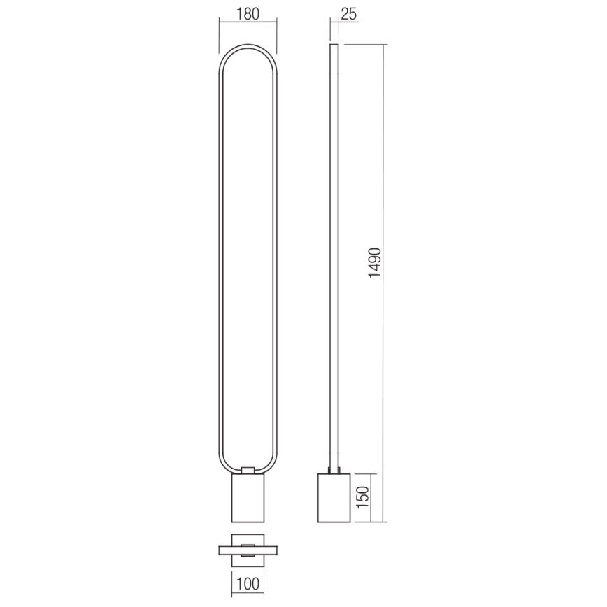 Redo 01-3063 - LED Торшер з регулюванням яскравості ADO LED/24W/230V чорний