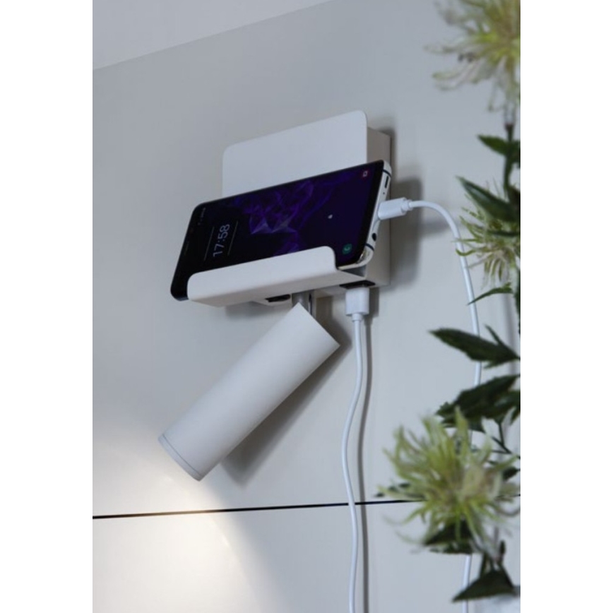 Redo 01-3083 - Светодиодный настенный точечный светильник PANEL LED/3,5W/230V USB белый