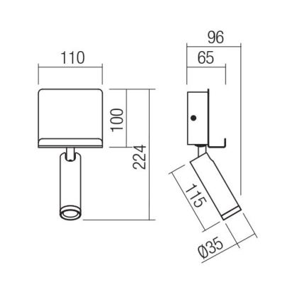 Redo 01-3084 - Светодиодный настенный точечный светильник PANEL LED/3,5W/230V USB черный